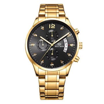 BESTWIN Quartz Men Date Calendar Business Waterproof Chronograph Wristwatch Custom Design Man Wrist Watch