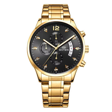 BESTWIN Quartz Men Date Calendar Business Waterproof Chronograph Wristwatch Custom Design Man Wrist Watch